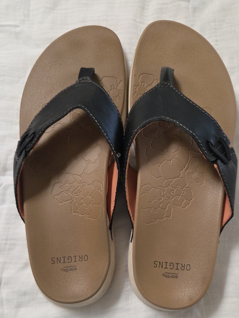 Origins Black Strap Women's Sandal with Tan Footbed